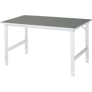 Rau Arbeitstisch Tom, manuell höhenverstellbar, 25 mm Spanplatte mit Linoleumbelag, bis 500 kg, B 1500 x T 1000 x H 760-1080 mm, hellgrau/lichtgrau Rau Arbeitstisch Tom, manuell höhenverstellbar, 25 mm Spanplatte mit Linoleumbelag, bis 500 kg, B 1500 x T 1000 x H 760-1080 mm, hellgrau/lichtgrau
