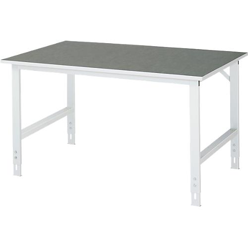 Rau Arbeitstisch Tom, manuell höhenverstellbar, 25 mm Spanplatte mit Linoleumbelag, bis 500 kg, B 1500 x T 1000 x H 760-1080 mm, hellgrau/lichtgrau