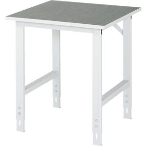 Rau Arbeitstisch Tom, manuell höhenverstellbar, 25 mm Spanplatte mit Linoleumbelag, bis 500 kg, B 750 x T 800 x H 760-1080 mm, hellgrau/lichtgrau Rau Arbeitstisch Tom, manuell höhenverstellbar, 25 mm Spanplatte mit Linoleumbelag, bis 500 kg, B 750 x T 800 x H 760-1080 mm, hellgrau/lichtgrau