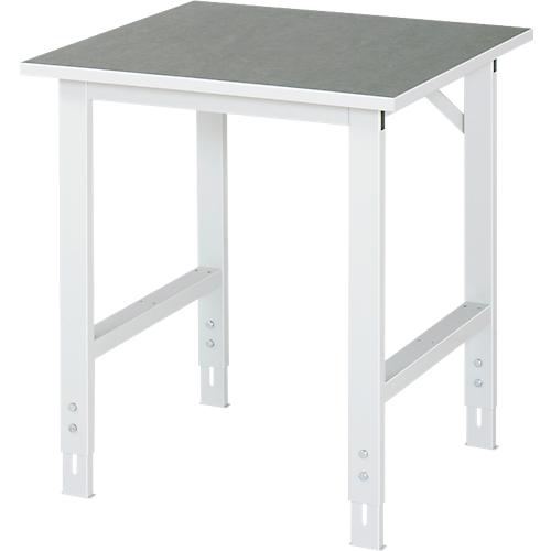 Rau Arbeitstisch Tom, manuell höhenverstellbar, 25 mm Spanplatte mit Linoleumbelag, bis 500 kg, B 750 x T 800 x H 760-1080 mm, hellgrau/lichtgrau