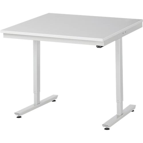 Rau ESD-Arbeitstisch Adlatus, elektrisch höhenverstellbar, 28 mm Spanplatte mit Melaminbelag, bis 150 kg, B 1000 x T 1000 x H 720-1120 mm, lichtgrau