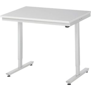 Rau ESD-Arbeitstisch Adlatus, elektrisch höhenverstellbar, 28 mm Spanplatte mit Melaminbelag, bis 150 kg, B 1000 x T 800 x H 720-1120 mm, lichtgrau Rau ESD-Arbeitstisch Adlatus, elektrisch höhenverstellbar, 28 mm Spanplatte mit Melaminbelag, bis 150 kg, B 1000 x T 800 x H 720-1120 mm, lichtgrau