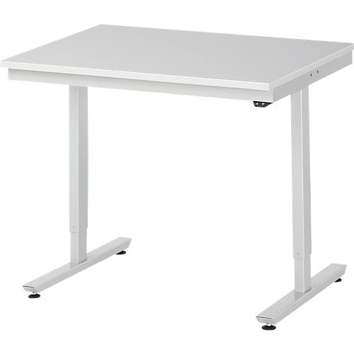 Rau ESD-Arbeitstisch Adlatus, elektrisch höhenverstellbar, 28 mm Spanplatte mit Melaminbelag, bis 150 kg, B 1000 x T 800 x H 720-1120 mm, lichtgrau