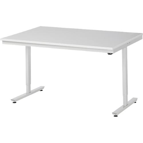 Rau ESD-Arbeitstisch Adlatus, elektrisch höhenverstellbar, 28 mm Spanplatte mit Melaminbelag, bis 150 kg, B 1500 x T 1000 x H 720-1120 mm, lichtgrau
