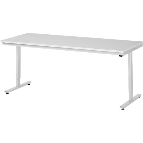 Rau ESD-Arbeitstisch Adlatus, elektrisch höhenverstellbar, 28 mm Spanplatte mit Melaminbelag, bis 150 kg, B 2000 x T 800 x H 720-1120 mm, lichtgrau