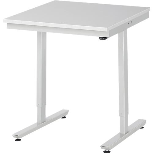 Rau ESD-Arbeitstisch Adlatus, elektrisch höhenverstellbar, 28 mm Spanplatte mit Melaminbelag, bis 150 kg, B 750 x T 800 x H 720-1120 mm, lichtgrau