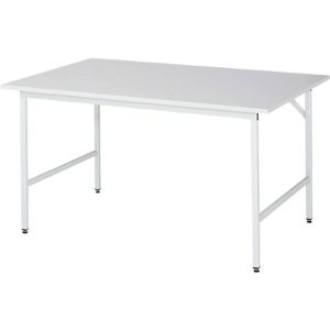 Rau ESD-Arbeitstisch Jerry, manuell höhenverstellbar, 28 mm Spanplatte mit Melaminbelag, bis 300 kg, B 1500 x T 1000 x H 800-850 mm, lichtgrau Rau ESD-Arbeitstisch Jerry, manuell höhenverstellbar, 28 mm Spanplatte mit Melaminbelag, bis 300 kg, B 1500 x T 1000 x H 800-850 mm, lichtgrau