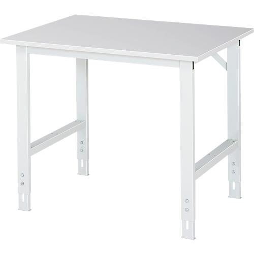 Rau ESD-Arbeitstisch Tom, manuell höhenverstellbar, 28 mm Spanplatte mit Melaminbelag, bis 500 kg, B 1000 x T 800 x H 760-1080 mm, lichtgrau