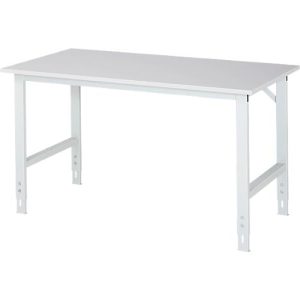 Rau ESD-Arbeitstisch Tom, manuell höhenverstellbar, 28 mm Spanplatte mit Melaminbelag, bis 500 kg, B 1500 x T 800 x H 760-1080 mm, lichtgrau Rau ESD-Arbeitstisch Tom, manuell höhenverstellbar, 28 mm Spanplatte mit Melaminbelag, bis 500 kg, B 1500 x T 800 x H 760-1080 mm, lichtgrau