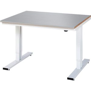 Rau Werktisch Adlatus, elektrisch höhenverstellbar, 25 mm MDF-Platte mit Edelstahlbelag, bis 300 kg, B 1250 x T 1000 x H 720-1120 mm, silber/lichtgrau Rau Werktisch Adlatus, elektrisch höhenverstellbar, 25 mm MDF-Platte mit Edelstahlbelag, bis 300 kg, B 1250 x T 1000 x H 720-1120 mm, silber/lichtgrau
