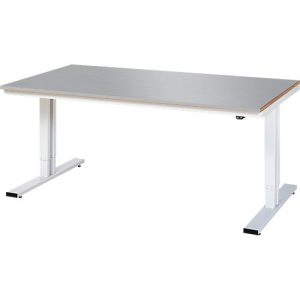 Rau Werktisch Adlatus, elektrisch höhenverstellbar, 25 mm MDF-Platte mit Edelstahlbelag, bis 300 kg, B 2000 x T 1000 x H 720-1120 mm, silber/lichtgrau Rau Werktisch Adlatus, elektrisch höhenverstellbar, 25 mm MDF-Platte mit Edelstahlbelag, bis 300 kg, B 2000 x T 1000 x H 720-1120 mm, silber/lichtgrau