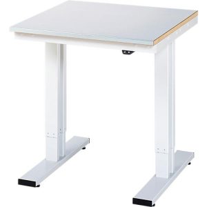 Rau Werktisch Adlatus, elektrisch höhenverstellbar, 25 mm MDF-Platte mit Stahlblechbelag, 300 kg, B 750 x T 800 x H 720-1120 mm, silber/lichtgrau