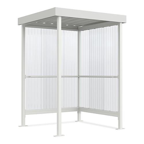 Raucherunterstand WSM Jena, Outdoor, für 2-3 Personen B 1550 x T 1550 x H 2360 mm, pulverbeschichtet grauweiß RAL 9002