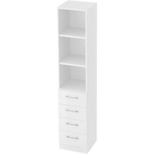 Regal 5 OH, 2 Böden, 4 Schubladen, Metall-Teleskopauszug, B 406 mm, weiß/weiß Regal 5 OH, 2 Böden, 4 Schubladen, Metall-Teleskopauszug, B 406 mm, weiß/weiß