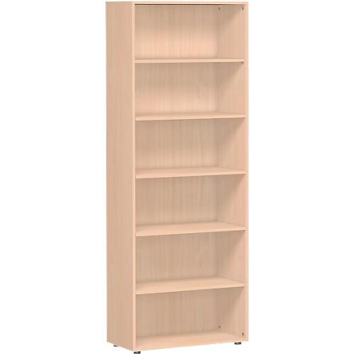 Regal ALICANTE, 6 Ordnerhöhen, 5 Böden, B 800 x T 400 x H 2160 mm, Buche