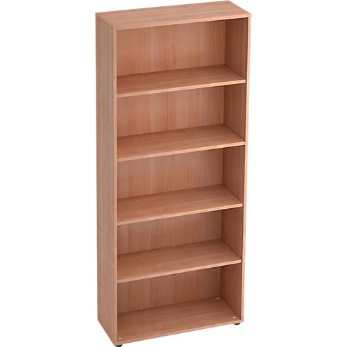 Regal für Anbauwand TARA, 5 Ordnerhöhen, stapelbar, B 800 x T 330 x H 1880 mm, Nussbaum-Dekor/Havanna