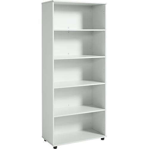 Regal, Holz, 4 Fachböden, 5 OH, B 800 x T 400 x H 1877 mm, lichtgrau