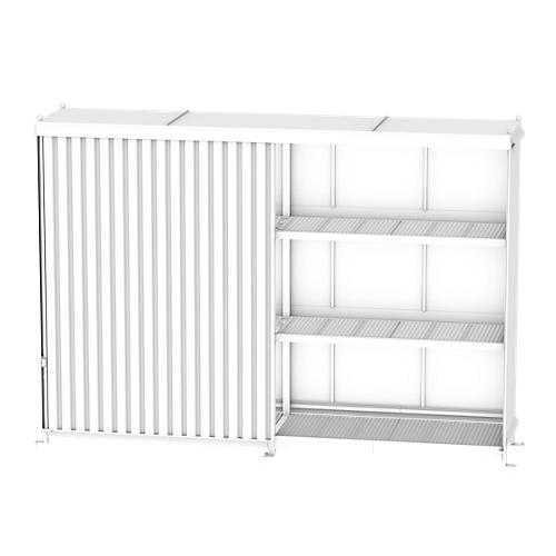Regalcontainer BAUER CEN 81-3, Stahl, Schiebetor, B 8400 x T 1550 x H 4545 mm, grau