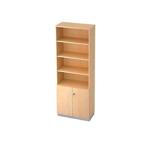 Regalschrank 6 OH, 2 OH geschlossen, B 800 x T 420 mm, Ahorn-Dekor