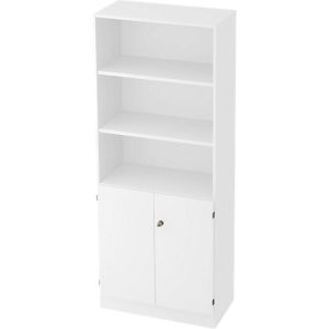 Regalschrank, B 800 x T 420 x H 2004 mm, 5 OH, 5 Böden, 2 Türen, abschließbar, weiß/weiß Regalschrank, B 800 x T 420 x H 2004 mm, 5 OH, 5 Böden, 2 Türen, abschließbar, weiß/weiß