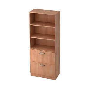 Regalschrank TARVIS, 5 OH, 2 HR-Auszüge, 60 kg Tragkraft, abschließbar, 2 Fachböden, B 800 x T 420 x H 2004 mm, Nussb.-Dekor Regalschrank TARVIS, 5 OH, 2 HR-Auszüge, 60 kg Tragkraft, abschließbar, 2 Fachböden, B 800 x T 420 x H 2004 mm, Nussb.-Dekor