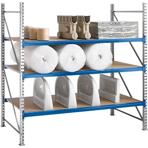 Regalsystem WR 600, Grundfeld, Traverse blau, mit 2 Ebenen, 2200 x 2200 x 1050 mm