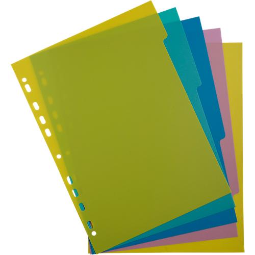 Registerkarten Exacompta Forever Young, Format A4, blanko, gelocht, bedruck- & beschreibbare Taben, Recycling-Kunststoff, farbsortiert, 10 Stück