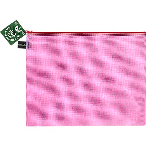 Reißverschlussbeutel FolderSys, A4, Stärke 0,20 mm, B 357 x H 272 mm, PVC-freie Folie, rot-transparent
