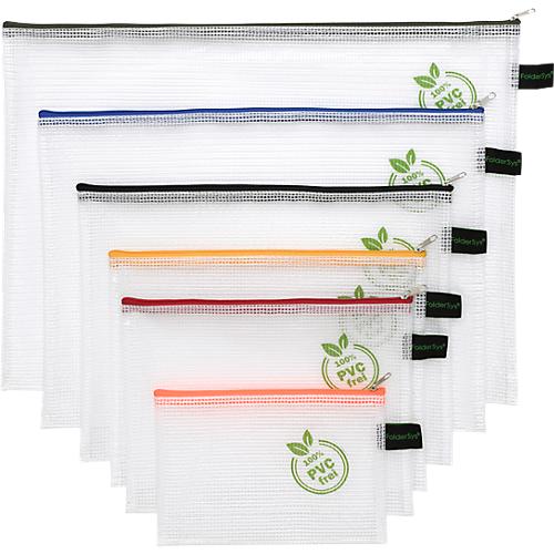 Reißverschlussbeutel FolderSys, mit Halteschlaufe, PVC-frei, EVA-Folie transparent, 6 Stück in Format A4-B6