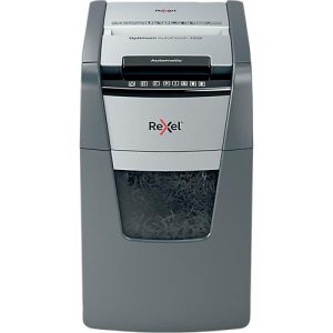 Rexel Optimum AutoFeed+ 150X Aktenvernichter P4, Vollautomatik, Partikelschnitt 4 x 28 mm, 44 l, 150 Blatt Schnittleistung, schwarz