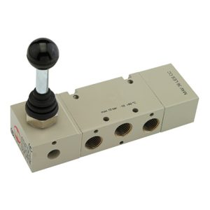 Riegler 5/3-Wegeventil, man. 90 ° Hebel, G 1/2, Mitte geschl., Federrück. Riegler 5/3-Wegeventil, man. 90 ° Hebel, G 1/2, Mitte geschl., Federrück.