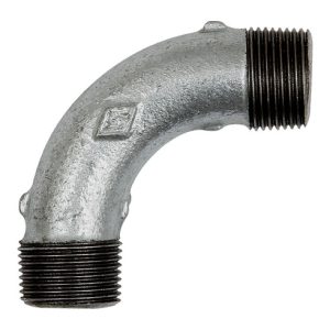 Riegler Bogen 3, lang, 90 °, AG/AG, R 1 1/4, schw. Temperguss feuerverz. Riegler Bogen 3, lang, 90 °, AG/AG, R 1 1/4, schw. Temperguss feuerverz.