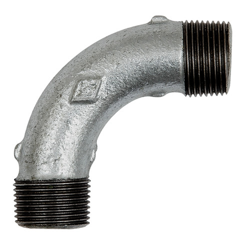 Riegler Bogen 3, lang, 90 °, AG/AG, R 1 1/4, schw. Temperguss feuerverz.