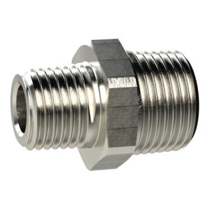 Riegler Doppelgewindenippel, kon., R 1/8 a., R 3/8 a., SW 19, MS vern. Riegler Doppelgewindenippel, kon., R 1/8 a., R 3/8 a., SW 19, MS vern.