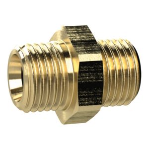 Riegler Doppelgewindenippel, zyl., G 2 1/2 a., G 3 a., SW 95, Messing