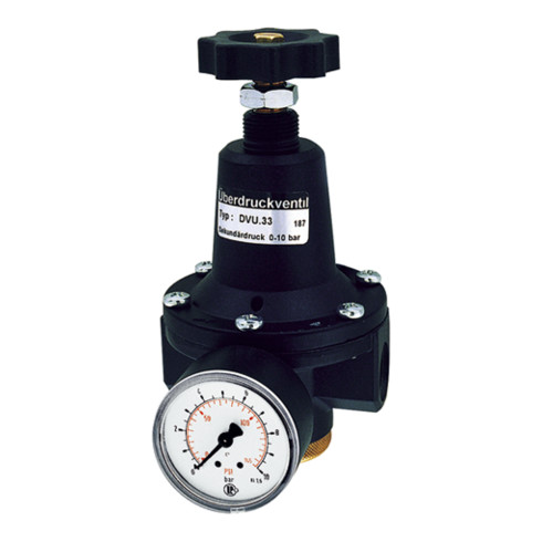 Riegler Druckbegrenzungsventil, inkl. Manometer, G 1/2, 0,5 - 10,0 bar