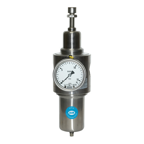 Riegler Edelstahl-Filterregler 1.4404, rücksteuerbar, G 1/4, 1,0 - 15 bar