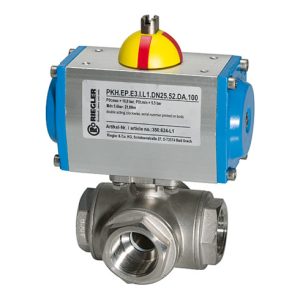 Riegler ES-Kuha, pneumat. Stellantrieb doppeltwirk., T-Bohrung T2, Rp 3/4 Riegler ES-Kuha, pneumat. Stellantrieb doppeltwirk., T-Bohrung T2, Rp 3/4