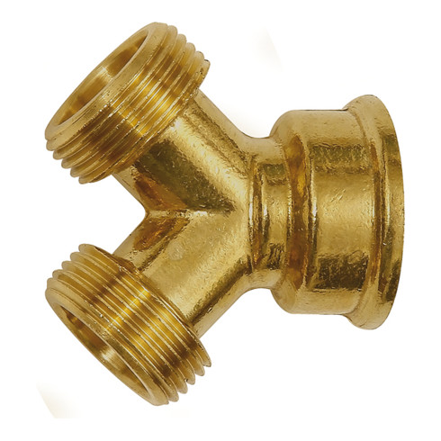 Riegler GEKA-Abzweigstück, Messing blank, 1x G 3/4 IG, 2x G 3/4 AG