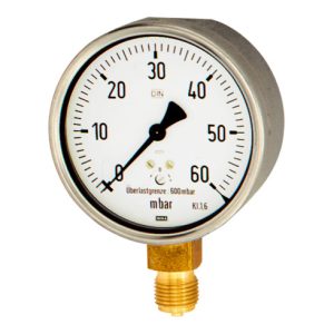 Riegler Kapselfedermanometer, Stahl, G 1/4 radial unten, 0-160 mbar, Ø 63 Riegler Kapselfedermanometer, Stahl, G 1/4 radial unten, 0-160 mbar, Ø 63
