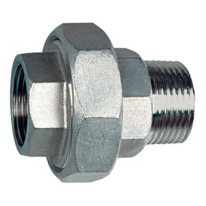 Riegler Lösb. Doppelgewindenippel IG/AG, flach dichtend G 1 1/2 ES 1.4408