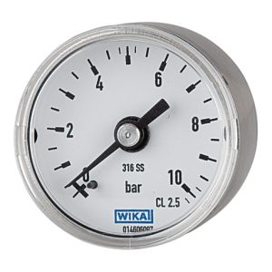 Riegler Manometer Ã˜ 40 mm, G 1/8 rückseitig, Messbereich 0 – 10 bar, V4A