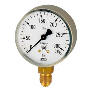 Riegler Manometer Sauerstoff, G 1/4 radial unten, 0 – 400 bar, Ã˜ 63 mm