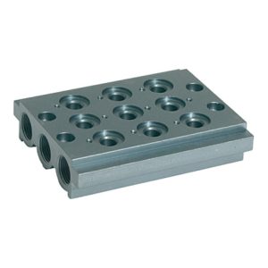 Riegler Mehrfach-Grundplatte für Wegeventile, 3 Ventilpositionen, G 1/8