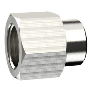 Riegler Muffe, reduzierend, G 1/8 i., G 1/4 i., SW 17, Messing vernickelt