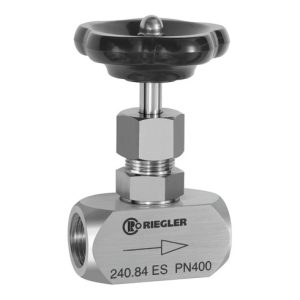 Riegler Nadelventil, Edelstahl 1.4571, G 3/4, DN 10, PN max. 400 bar Riegler Nadelventil, Edelstahl 1.4571, G 3/4, DN 10, PN max. 400 bar