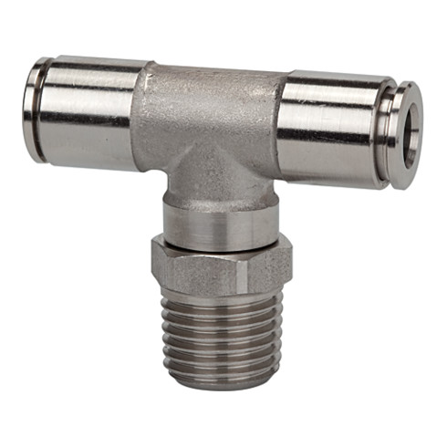 Riegler T-Steckverschra., drehbar, R 1/4 a., Schl.-Ø 8, 15bar, ES 1.4404
