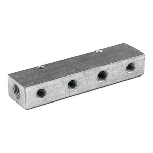 Riegler Verteilerleiste, Abgänge einseitig, Eingang 2×1/8, Ausgang 3xM5 Riegler Verteilerleiste, Abgänge einseitig, Eingang 2×1/8, Ausgang 3xM5