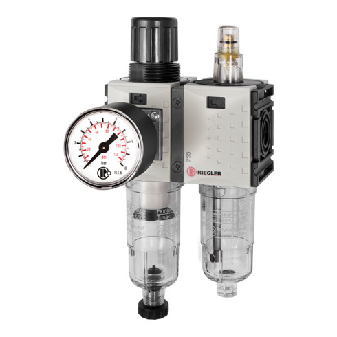 Riegler WE 2-tlg. »FUTURA-mini«, PC-Beh., Standardmano, G 1/4, 0,5-8, HA