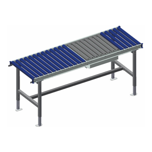 Rocholz Rollenbahntisch mit eichfähige Waage SYSTEM 2000 1955x640x710-960 mm mit Kurbelverstellung